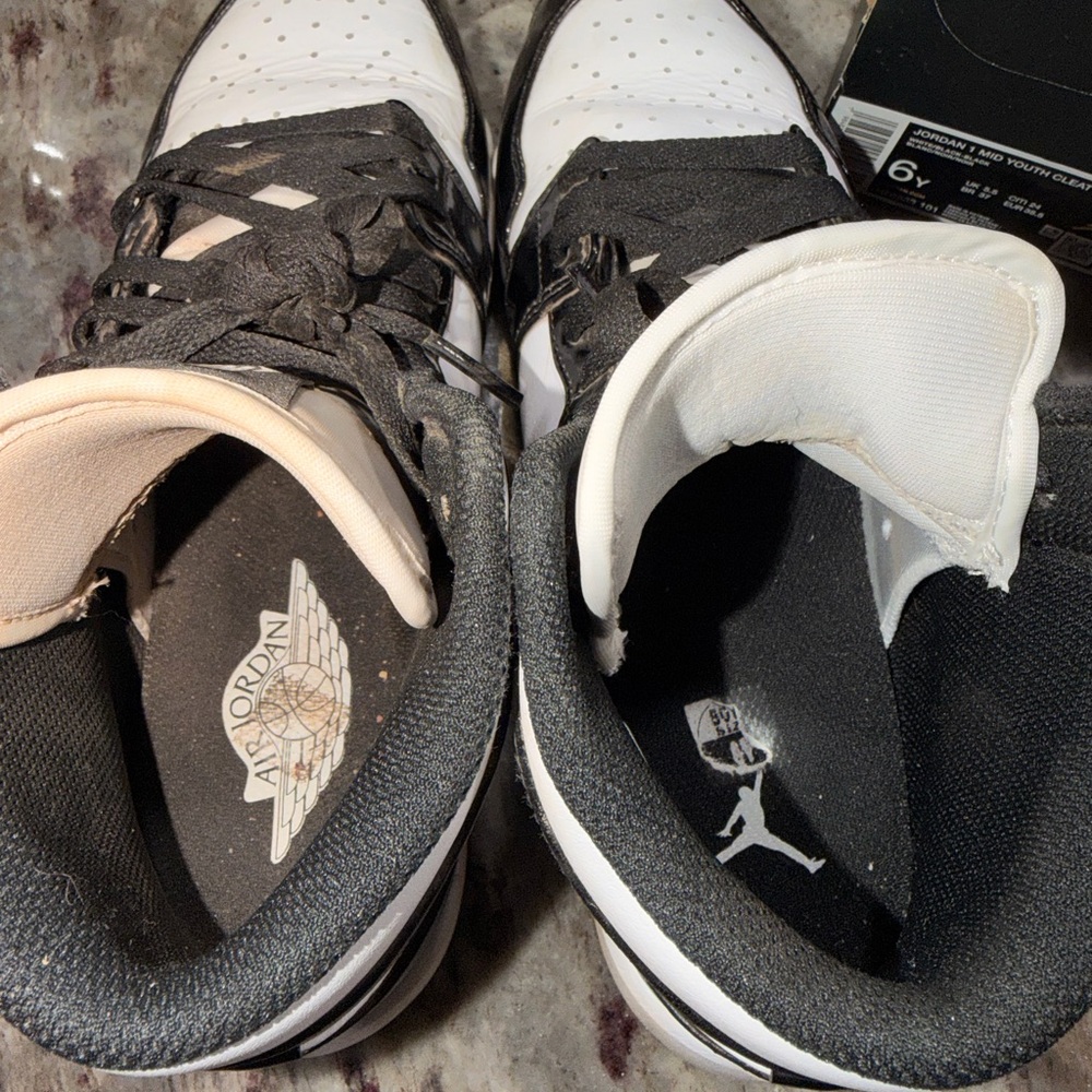 Nike Black & White High-Top Athletic Cleats - Picture 6 of 7